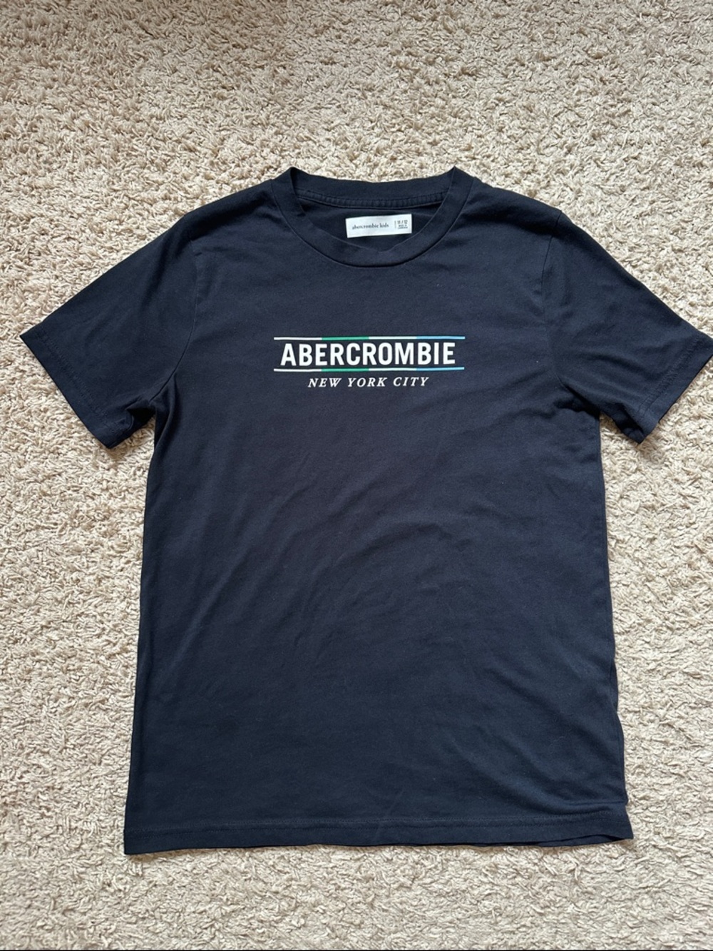 abercrombie kids Black Tee with White and Light Blue Logo